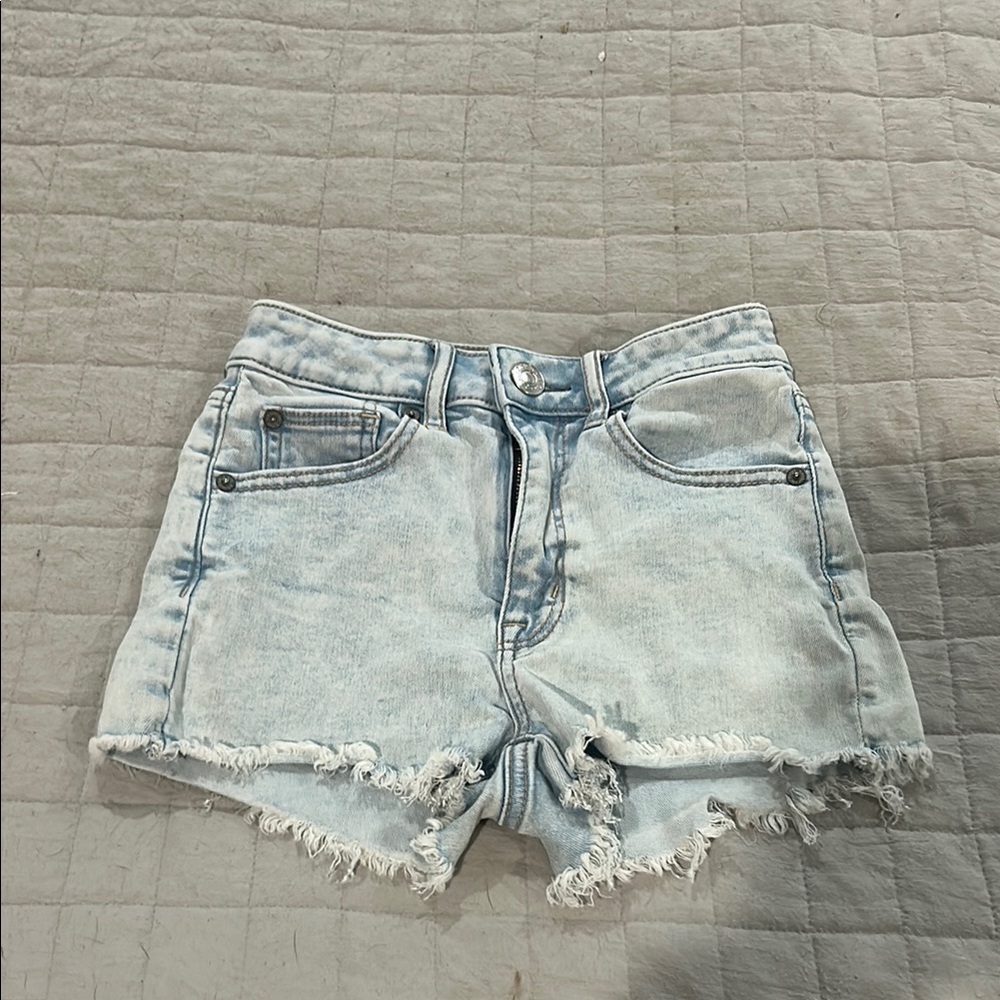 American Eagle Outfitters Blue Jean Shorts with Distressed Hem